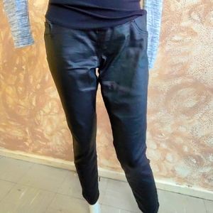 Indigo Blue Black Waxed Denim Maternity